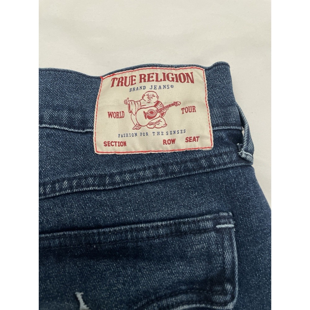 True Religion Ricky Relaxed Straight Denim Shorts Jorts 34x12 Flap Pocket - Picture 3 of 8